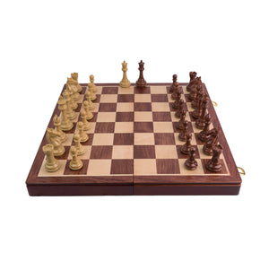 Ajedrez de Madera Modelo Madrid - Plegable Sin Coordenadas con piezas templario y almacenamiento interior