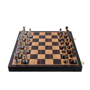 Ajedrez de Madera Modelo Paris - Plegable Sin Coordenadas con piezas templario y almacenamiento interior