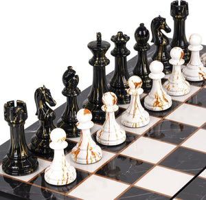 Set de Ajedrez Plegable tipo Mármol con Piezas Marmoladas