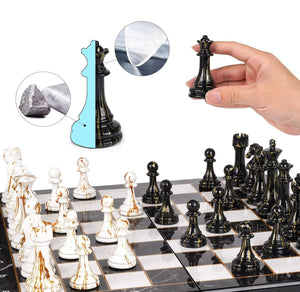 Set de Ajedrez Plegable tipo Mármol con Piezas Marmoladas