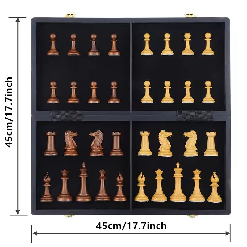 Ajedrez Grande de Madera Elegante - Plegable Sin Coordenadas