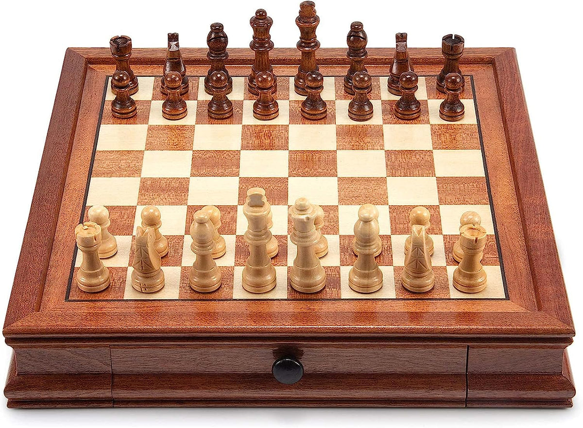 Ajedrez de Madera Magnético  con Dos Cajones de Almacenamiento