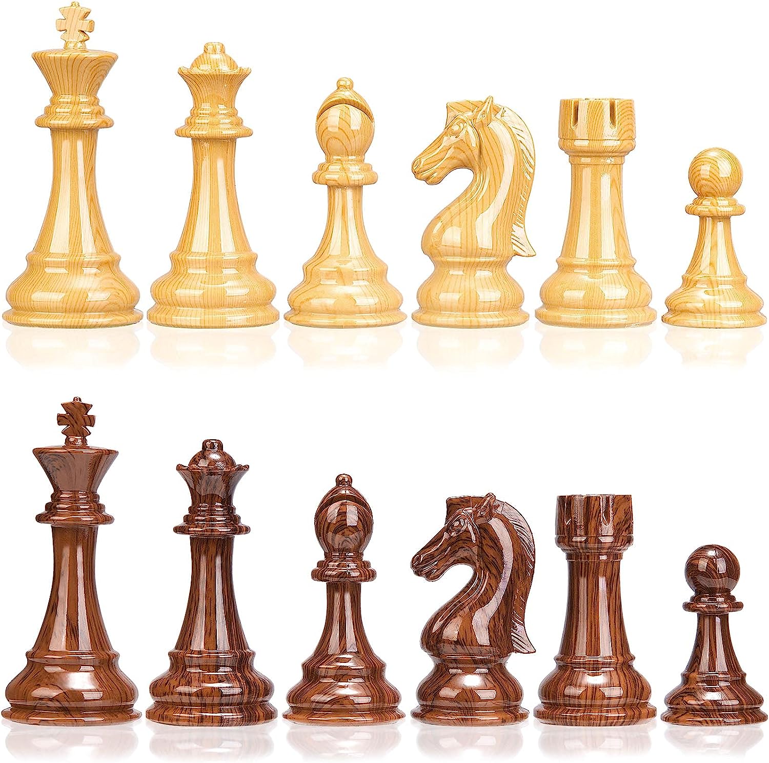  Nero Piezas de ajedrez de alto polímero extra pesadas con  reinas adicionales- Piezas solamente - Sin tablero - Rey de 4.25 in :  Juguetes y Juegos