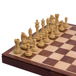 Ajedrez de Madera Modelo Madrid - Plegable Sin Coordenadas con piezas templario y almacenamiento interior