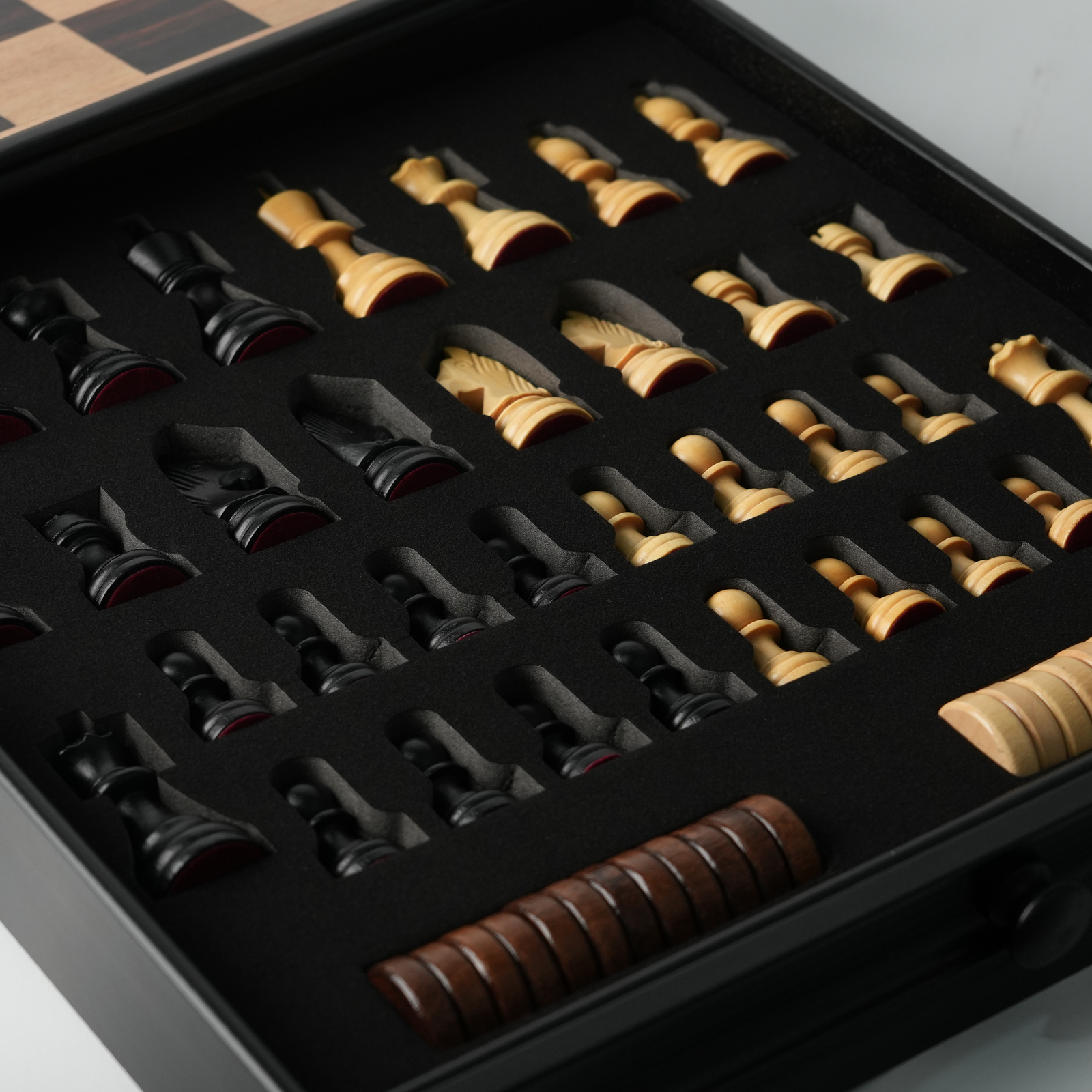 Ajedrez de Madera Magnético con Cajón de Almacenamiento premium