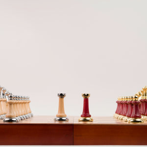 Ajedrez de Madera Modelo Roma - Plegable Sin Coordenadas con piezas templario y almacenamiento interior