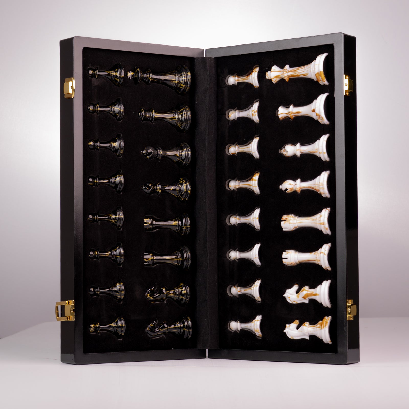 Set de Ajedrez Plegable tipo Mármol con Piezas Marmoladas