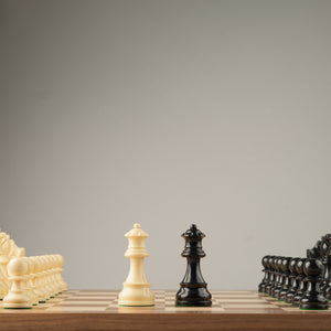 Piezas De Ajedrez Torneo Polímero Blanco y Negro Conjunto Completo De 34 Piezas