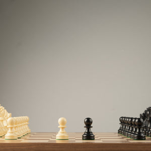 Piezas De Ajedrez Torneo Polímero Blanco y Negro Conjunto Completo De 34 Piezas