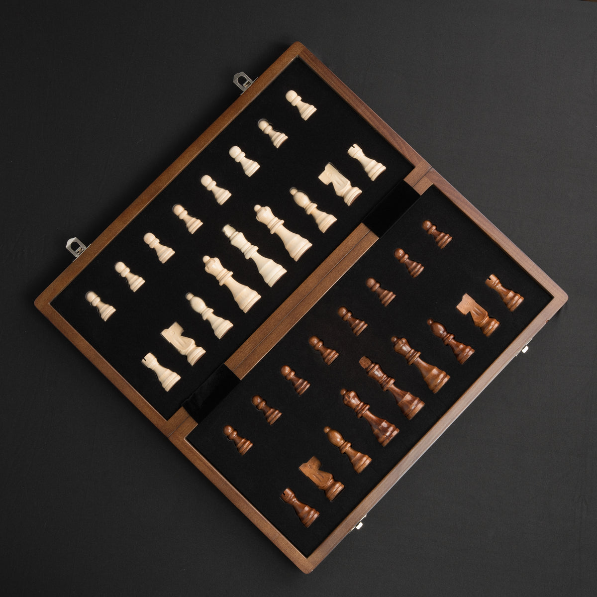 Tablero De Ajedrez Madera Plegable Y Magnético Premium