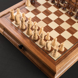 Ajedrez de Madera Magnético con Dos Cajones de Almacenamiento 32x32CM