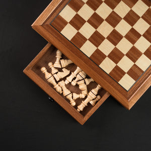 Ajedrez de Madera Magnético con Dos Cajones de Almacenamiento 32x32CM