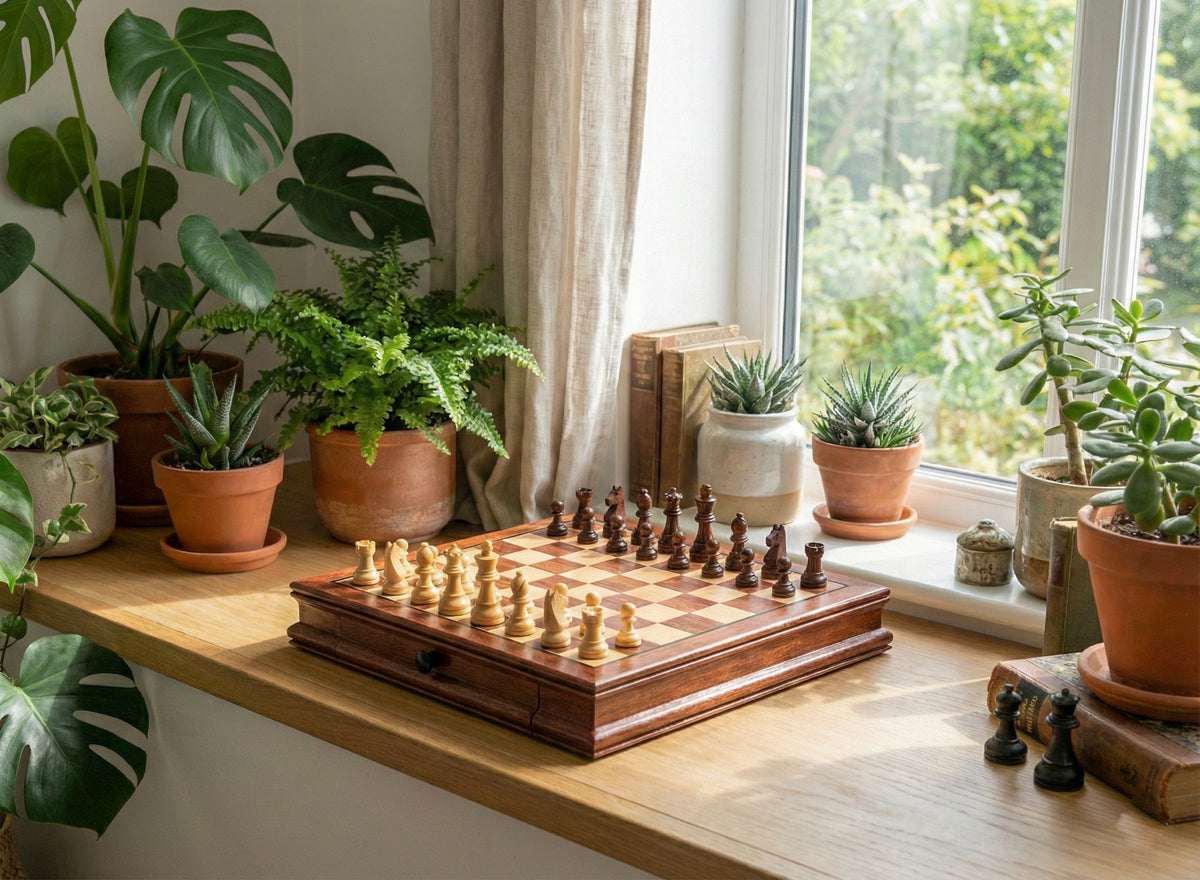Ajedrez de Madera Magnético  con Dos Cajones de Almacenamiento