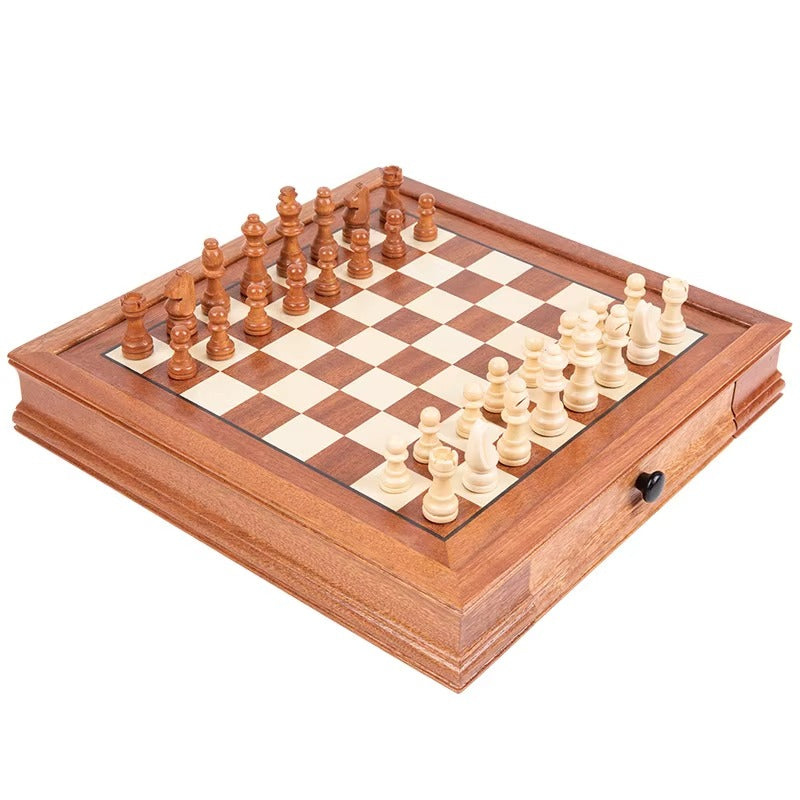 Ajedrez de Madera Magnético  con Dos Cajones de Almacenamiento