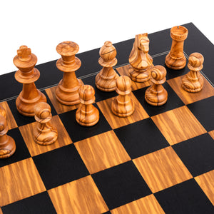 Ajedrez de Madera Set Olivo De Lujo Negro