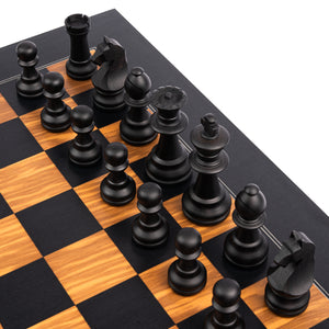 Ajedrez de Madera Set Olivo De Lujo Negro