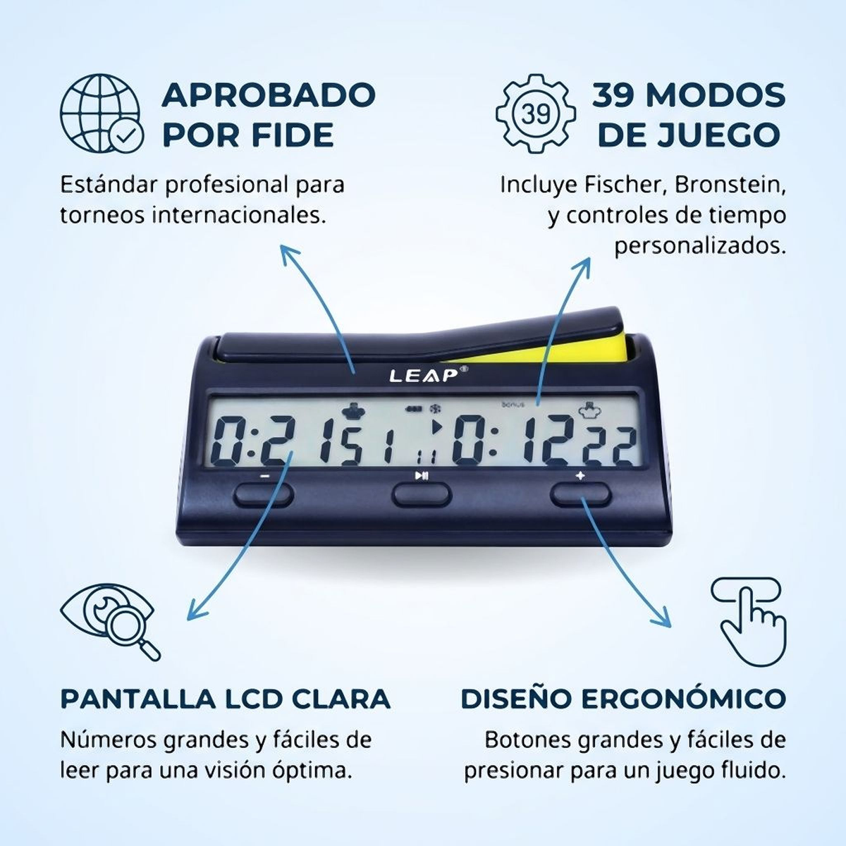 Reloj De Ajedrez Profesional Aprobado FIDE 39 Modos KK9909