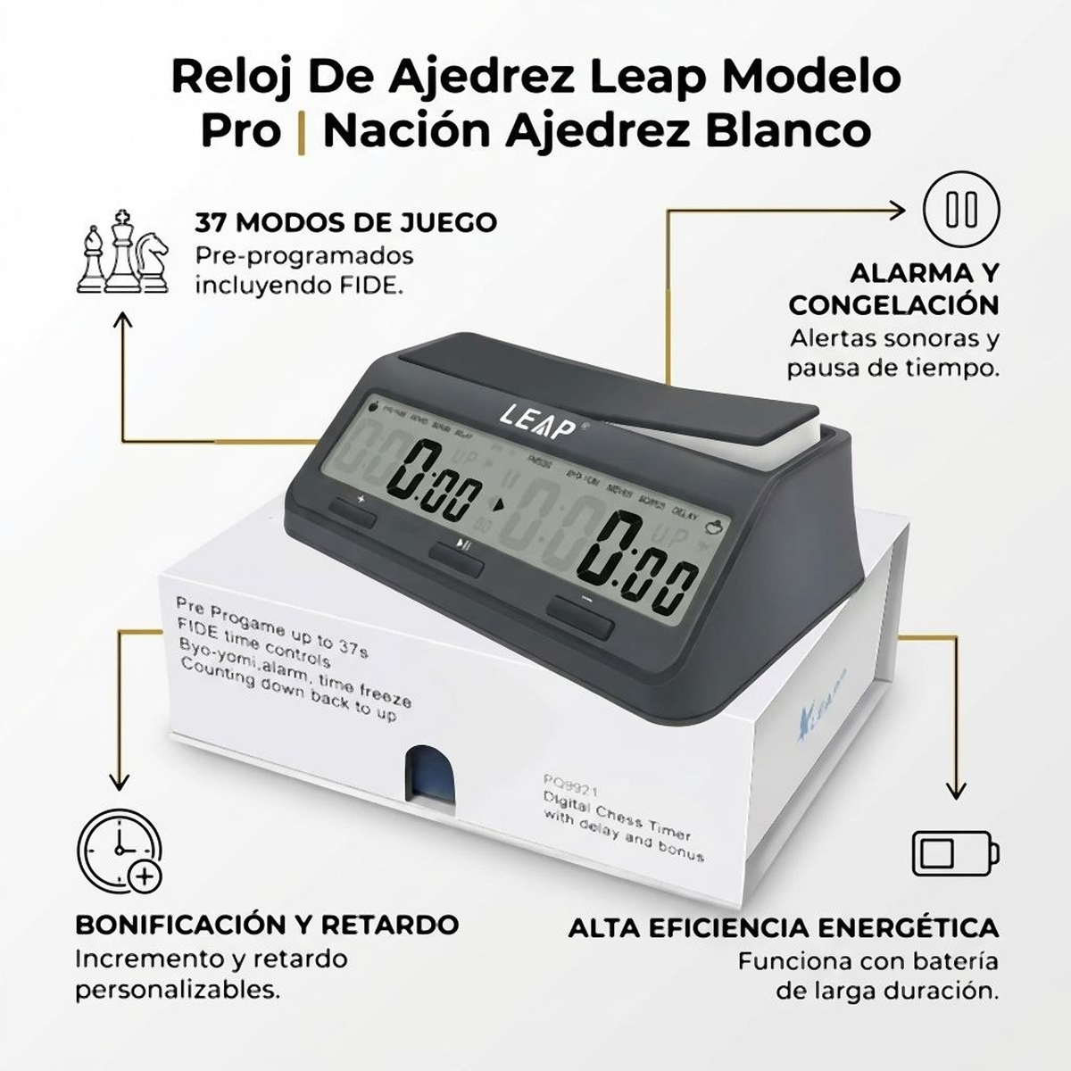 Reloj de Ajedrez LEAP Modelo 9921 Programado