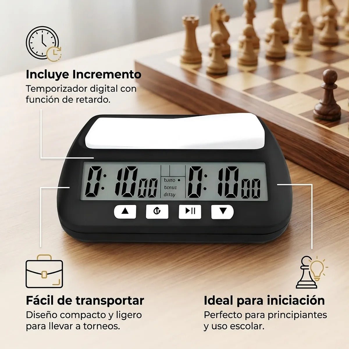 Reloj De Ajedrez Con Temporizador Digital Basico Entry Level