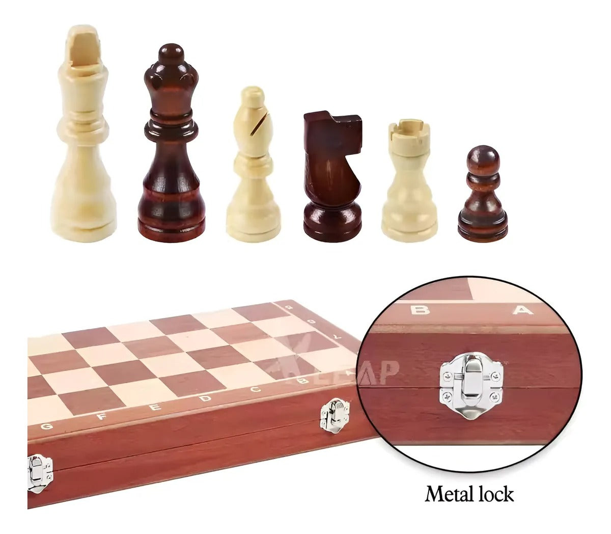 Tablero De Ajedrez Madera Plegable Y Magnético Premium 40x40