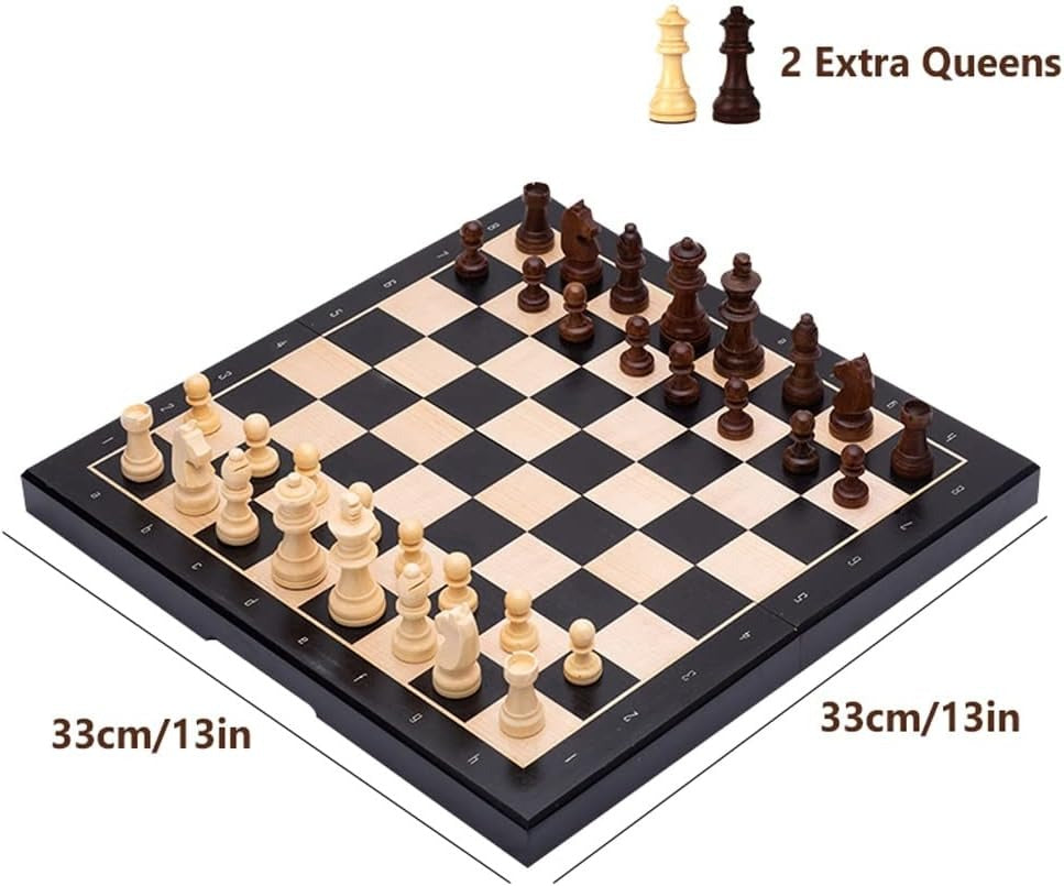 Tablero De Ajedrez Madera 33x33cm Magnético