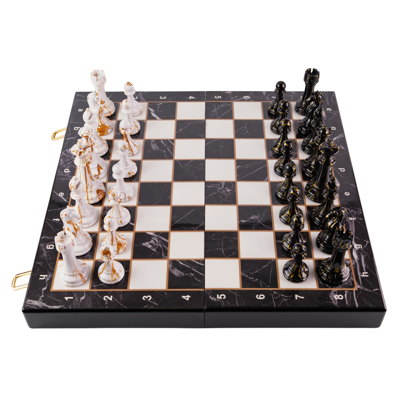 Set de Ajedrez Plegable tipo Mármol con Piezas Marmoladas