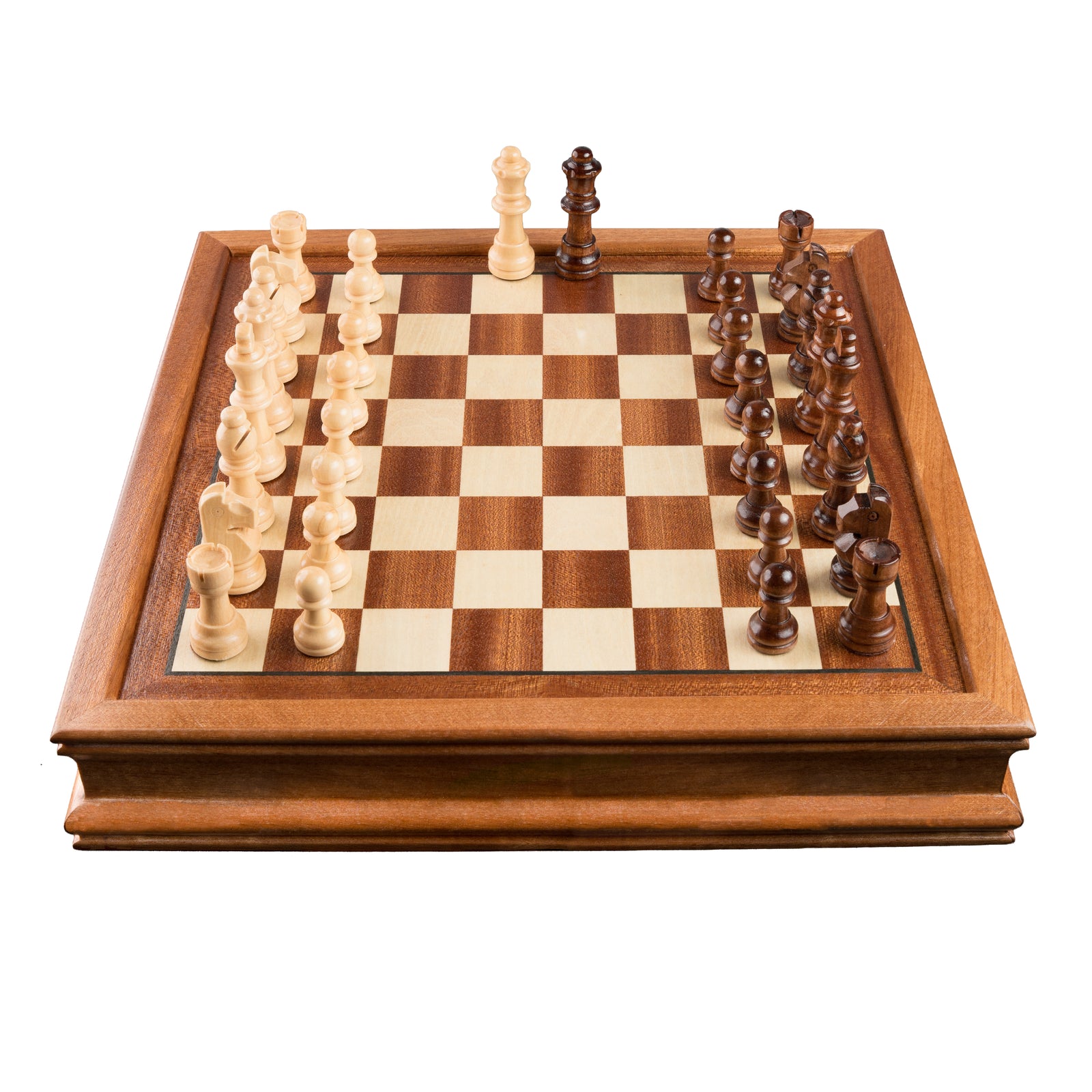Ajedrez de Madera Magnético con Dos Cajones de Almacenamiento 32x32CM